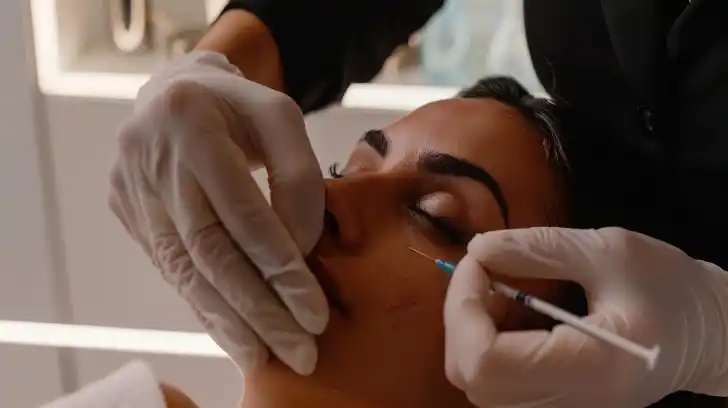 A person receiving Botox treatment from a specialized provider in a professional clinic.