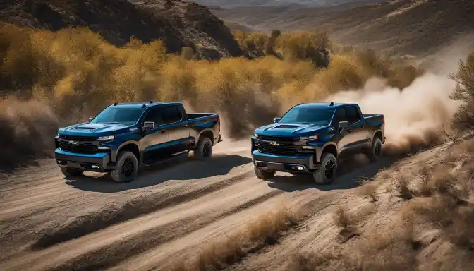 The 2024 Chevy Silverado 1500 racing on an off-road trail.