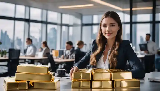 A person navigating a crowded Costco aisle with prominently displayed gold bars.