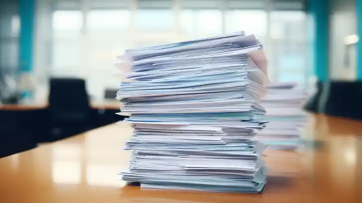 A stack of dental insurance documents and Invisalign clear aligner case.