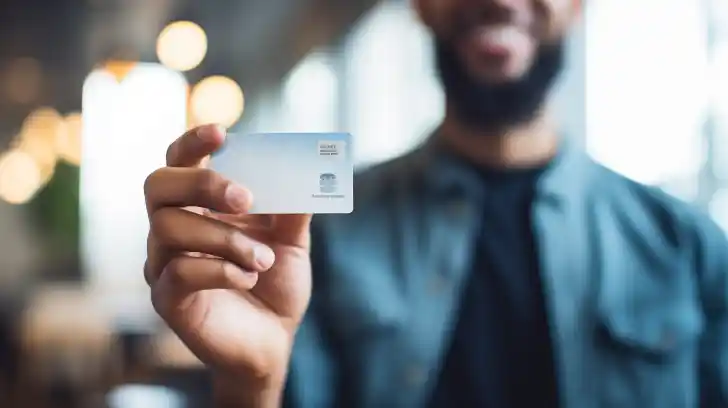 A person holding a dental insurance card surrounded by financial documents.