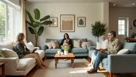 Family together in living room