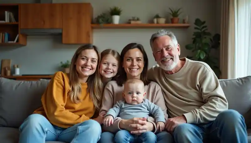 a group of people sitting on a couch