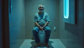 Man on cancer detecting toilet