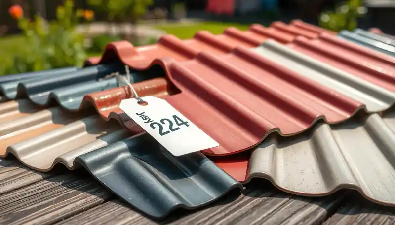 a stack of roof tiles with a price tag