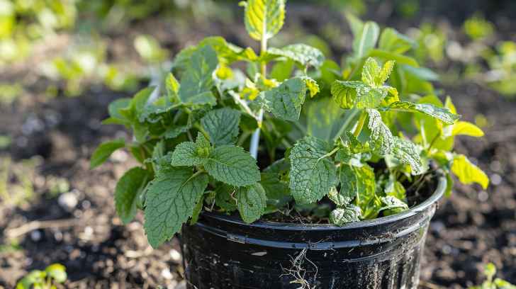 mint in planter