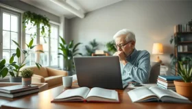 Senior man at his computer