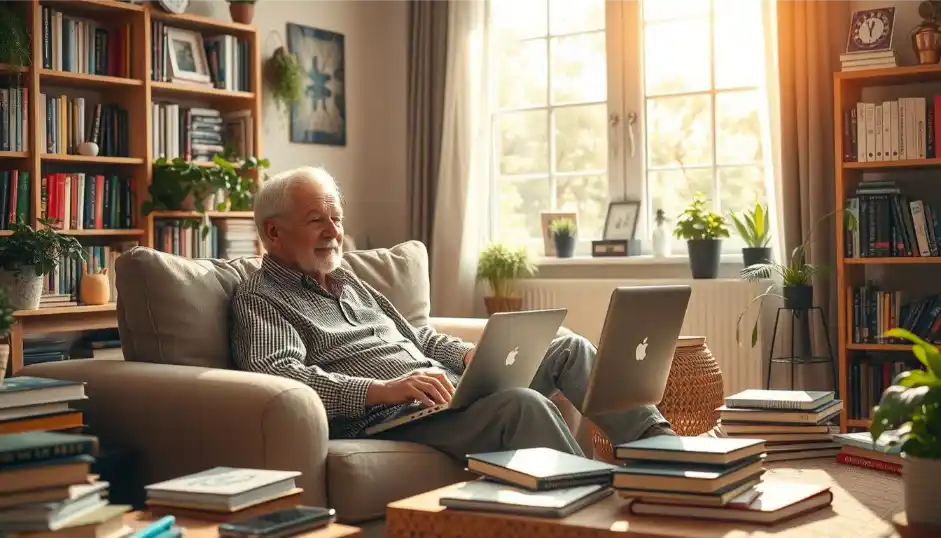 Senior man at his computer