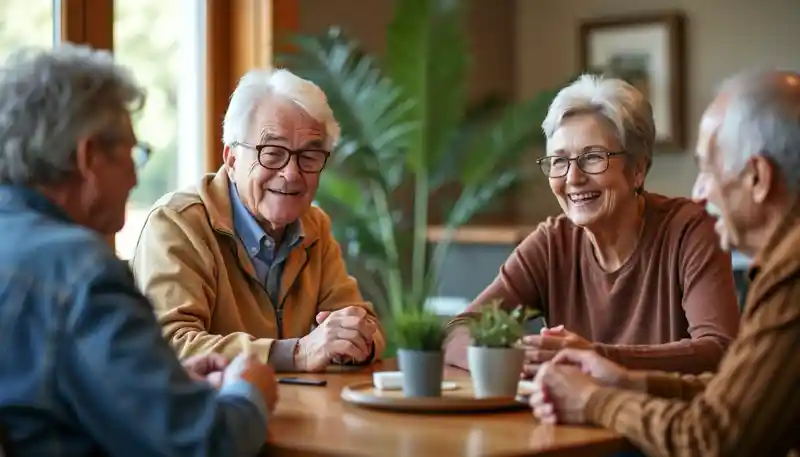 seniors talking about dental implants