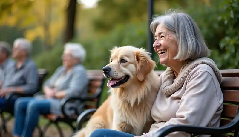 Woman and her dog in the park