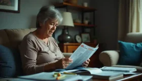 Woman reading forms