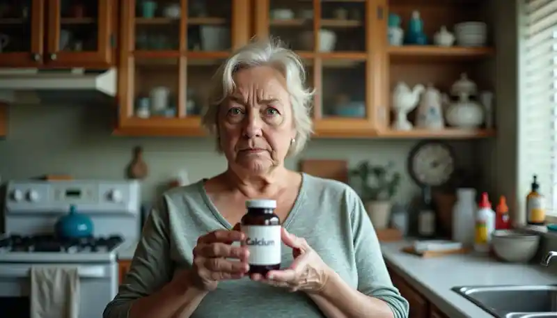 Woman with a bottle of Calcium